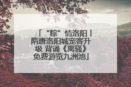“粽”情洛阳丨隋唐洛阳城宠客升级 背诵《离骚》免费游览九洲池