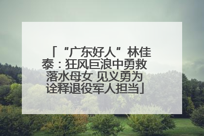 “广东好人”林佳泰：狂风巨浪中勇救落水母女 见义勇为诠释退役军人担当