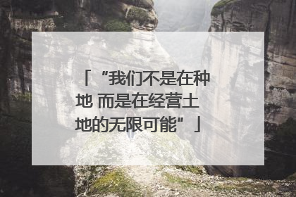 “我们不是在种地 而是在经营土地的无限可能”