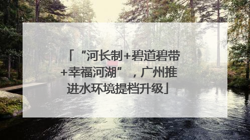 “河长制+碧道碧带+幸福河湖”，广州推进水环境提档升级