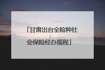 甘肃出台全险种社会保险经办规程
