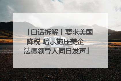 白话拆解丨要求美国降税 暗示施压美企 法德领导人同日发声