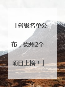 省级名单公布，德州2个项目上榜！