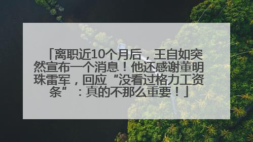 离职近10个月后，王自如突然宣布一个消息！他还感谢董明珠雷军，回应“没看过格力工资条”：真的不那么重要！