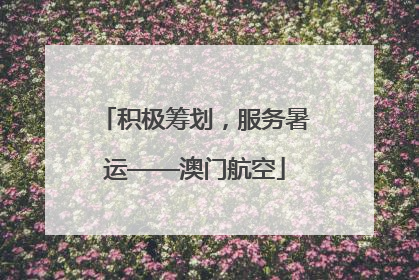 积极筹划，服务暑运——澳门航空