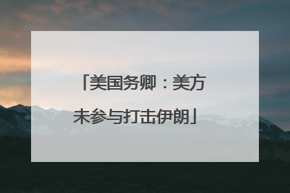 美国务卿：美方未参与打击伊朗