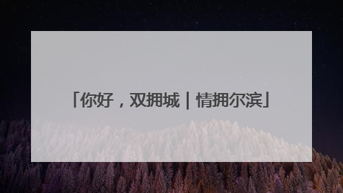 你好，双拥城｜情拥尔滨
