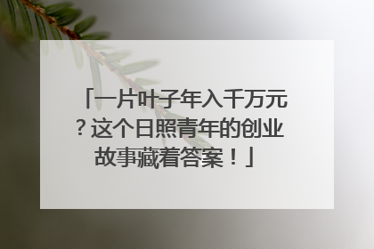 一片叶子年入千万元？这个日照青年的创业故事藏着答案！