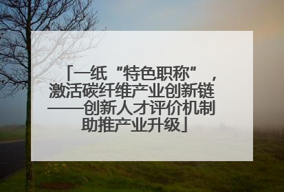 一纸“特色职称”，激活碳纤维产业创新链——创新人才评价机制 助推产业升级