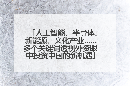 人工智能、半导体、新能源、文化产业……多个关键词透视外资眼中投资中国的新机遇