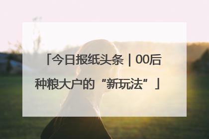 今日报纸头条｜00后种粮大户的“新玩法”