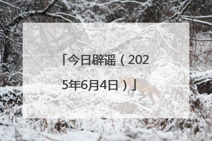 今日辟谣（2025年6月4日）