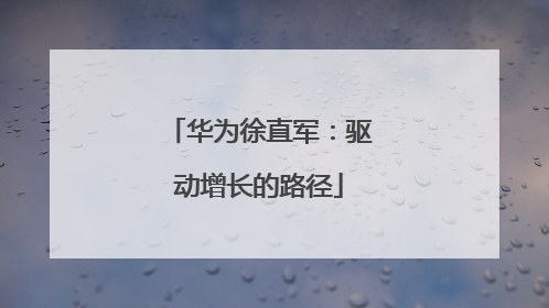 华为徐直军：驱动增长的路径