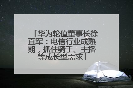 华为轮值董事长徐直军：电信行业成熟期，抓住骑手、主播等成长型需求