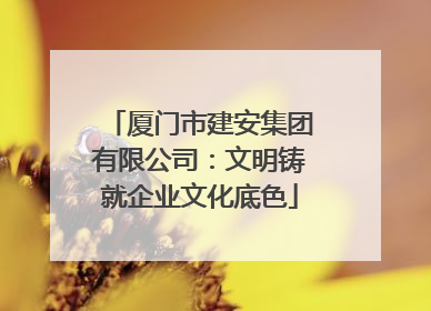 厦门市建安集团有限公司：文明铸就企业文化底色