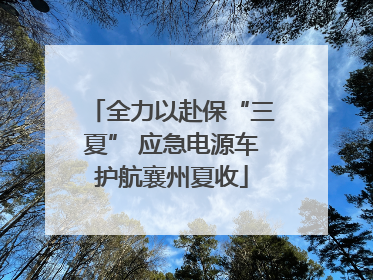 全力以赴保“三夏” 应急电源车护航襄州夏收