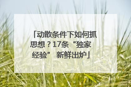 动散条件下如何抓思想？17条“独家经验” 新鲜出炉