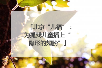 北京“儿福”：为孤残儿童插上“隐形的翅膀”