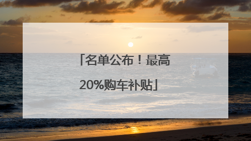 名单公布！最高20%购车补贴