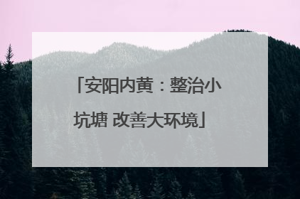 安阳内黄：整治小坑塘 改善大环境