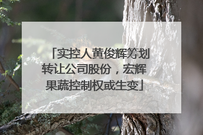 实控人黄俊辉筹划转让公司股份，宏辉果蔬控制权或生变
