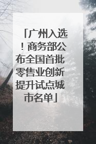 广州入选！商务部公布全国首批零售业创新提升试点城市名单
