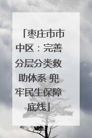枣庄市市中区：完善分层分类救助体系 兜牢民生保障底线