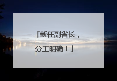 新任副省长，分工明确！