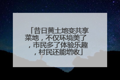 昔日黄土地变共享菜地，不仅环境美了，市民多了体验乐趣，村民还能增收