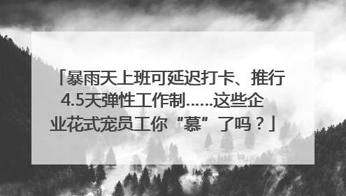 暴雨天上班可延迟打卡、推行4.5天弹性工作制……这些企业花式宠员工你“慕”了吗？