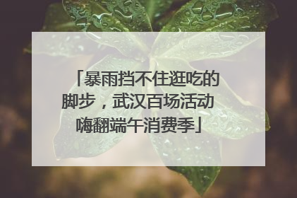 暴雨挡不住逛吃的脚步，武汉百场活动嗨翻端午消费季