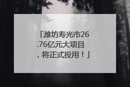 潍坊寿光市26.76亿元大项目，将正式投用！