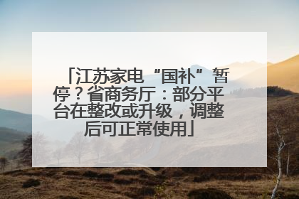 江苏家电“国补”暂停？省商务厅：部分平台在整改或升级，调整后可正常使用