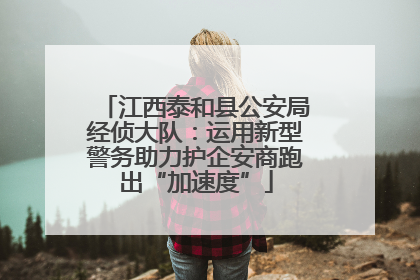 江西泰和县公安局经侦大队：运用新型警务助力护企安商跑出“加速度”
