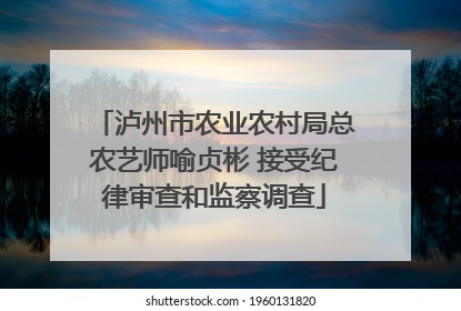 泸州市农业农村局总农艺师喻贞彬 接受纪律审查和监察调查