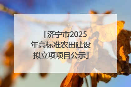 济宁市2025年高标准农田建设拟立项项目公示