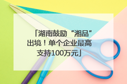 湖南鼓励“湘品”出境！单个企业最高支持100万元