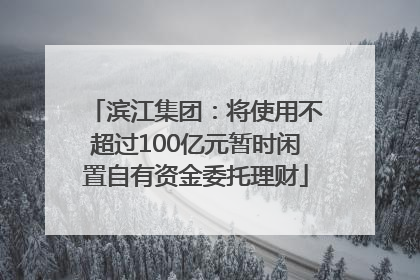 滨江集团：将使用不超过100亿元暂时闲置自有资金委托理财