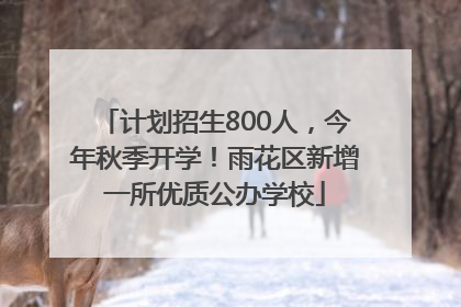 计划招生800人，今年秋季开学！雨花区新增一所优质公办学校
