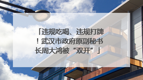 违规吃喝、违规打牌！武汉市政府原副秘书长周大鸿被“双开”