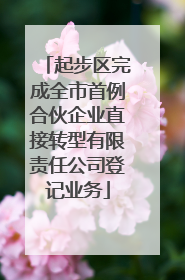 起步区完成全市首例合伙企业直接转型有限责任公司登记业务