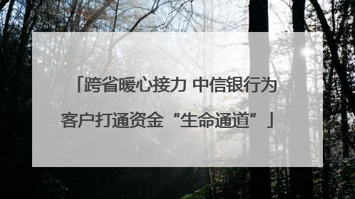 跨省暖心接力 中信银行为客户打通资金“生命通道”