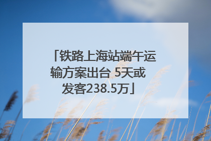 铁路上海站端午运输方案出台 5天或发客238.5万