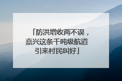 防洪增收两不误，嘉兴这条千吨级航道引来村民叫好