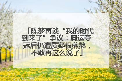 陈梦再谈“我的时代到来了”争议：奥运夺冠后仍遭质疑很煎熬，不敢再这么说了