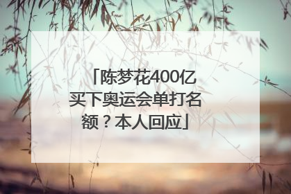 陈梦花400亿买下奥运会单打名额？本人回应