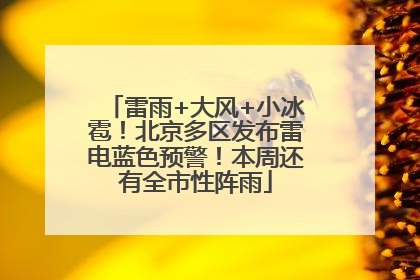 雷雨+大风+小冰雹！北京多区发布雷电蓝色预警！本周还有全市性阵雨