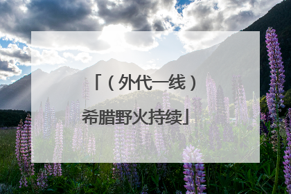 （外代一线）希腊野火持续