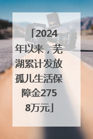 2024年以来，芜湖累计发放孤儿生活保障金2758万元