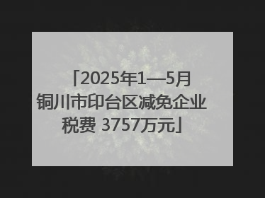 2025年1—5月铜川市印台区减免企业税费 3757万元